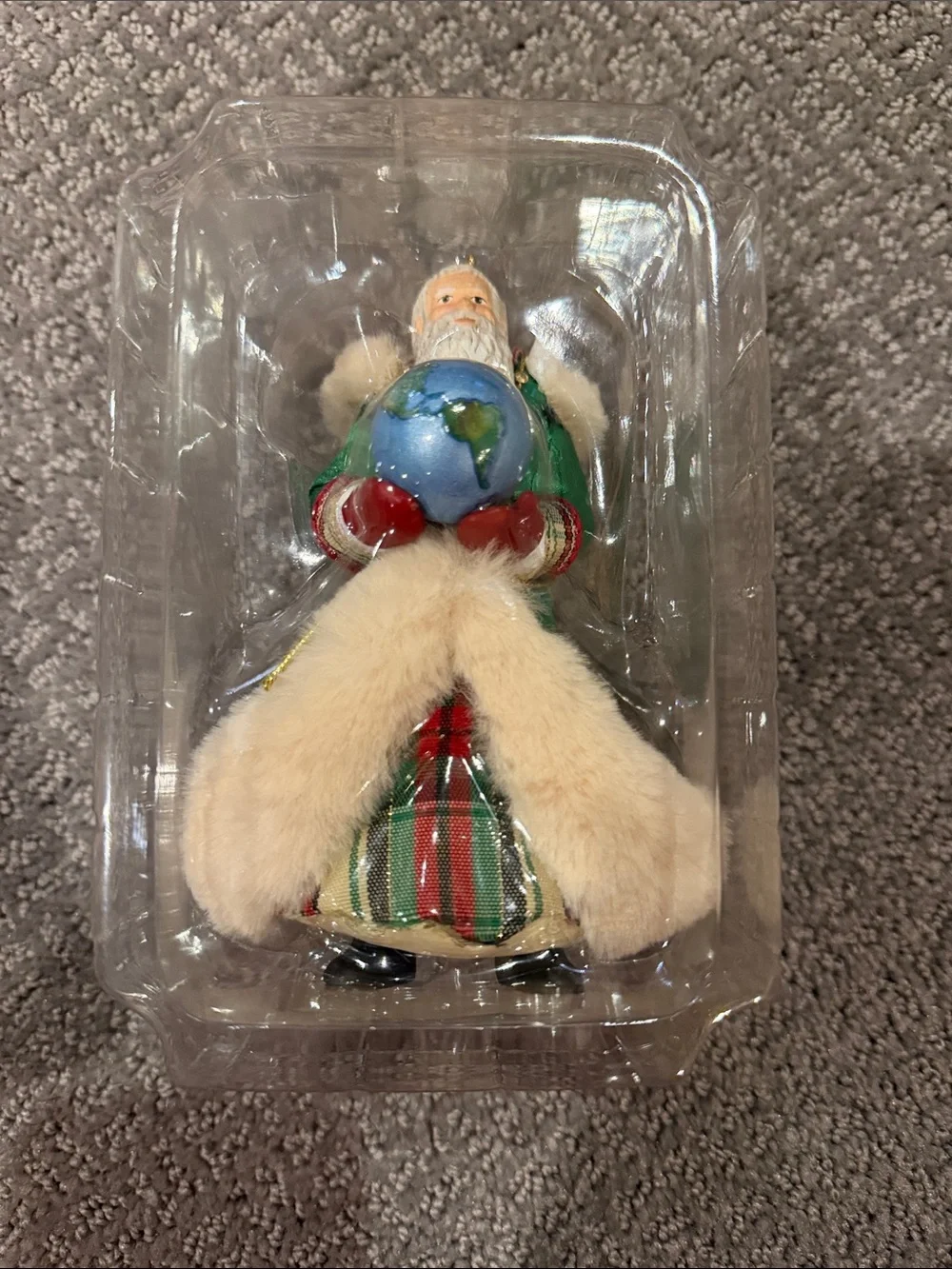 Hallmark 2019 Father Christmas Ornament - Green, Cream & Red Plaid